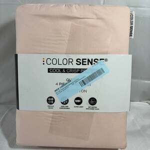 Color Sense 600 Thread Count Cotton Sateen Sheet Set, King, Peach